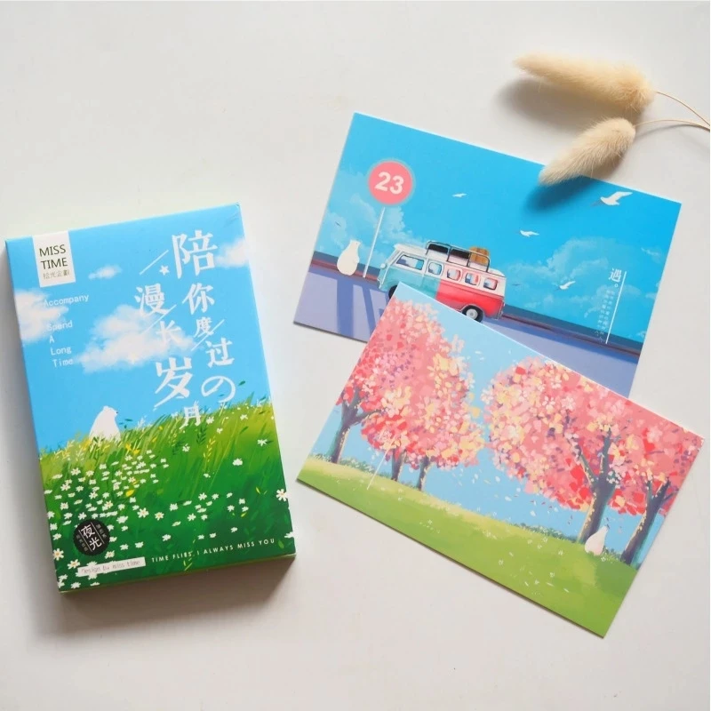 30sheets/LOT Accompany You Through the Long Years Luminous Postcard /Greeting Card/Wish Card/Christmas and New Year gifts