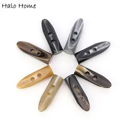 5pcs 2 Hole Resin Bullet Shape Toggle Button Sewing Craft Accessory Compatible Clothing Coat Jacket Blazer Sweater Bag Box 50mm