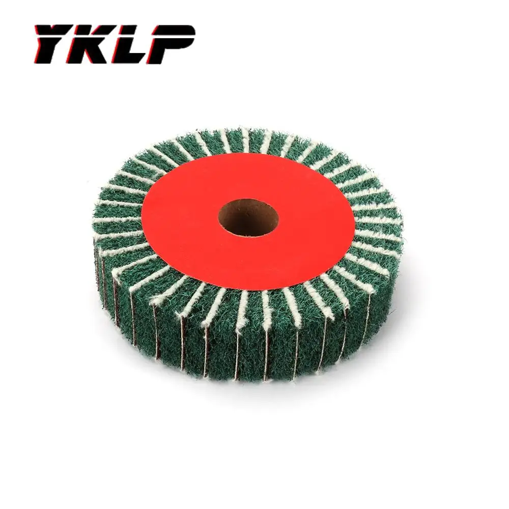 Rueda de aleta de pulido abrasivo no tejido de 4 pulgadas ~ 12 pulgadas elimina el óxido rojo 320 # y Verde 180 #    Apertura 20 mm