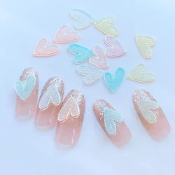 50Pcs New Cute Mini Shining Heart Resin Figurine Crafts Flatback Cabochon Ornament Jewelry Making Hairwear Accessories
