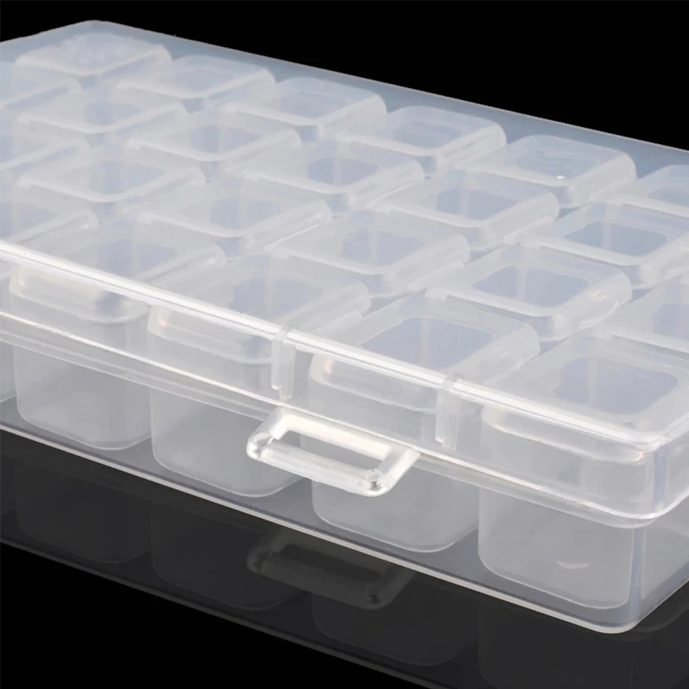 28 Grids Empty Nail Art Decoration Storage Case Box Nail Glitter Rhinestone Crystal Beads Accessories Container Nail Tool Clear