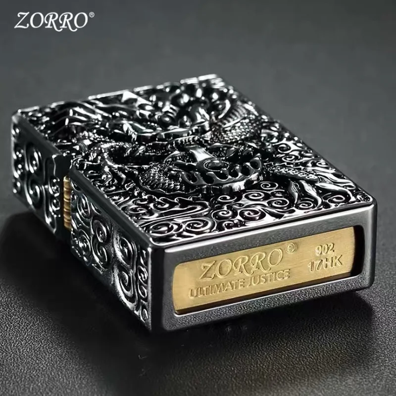 Vintage Heavy Armor Dragon Brass Kerosene Lighters  Grinding wheel Windproof Oil cigarette Lighter luxurious Fire Gift