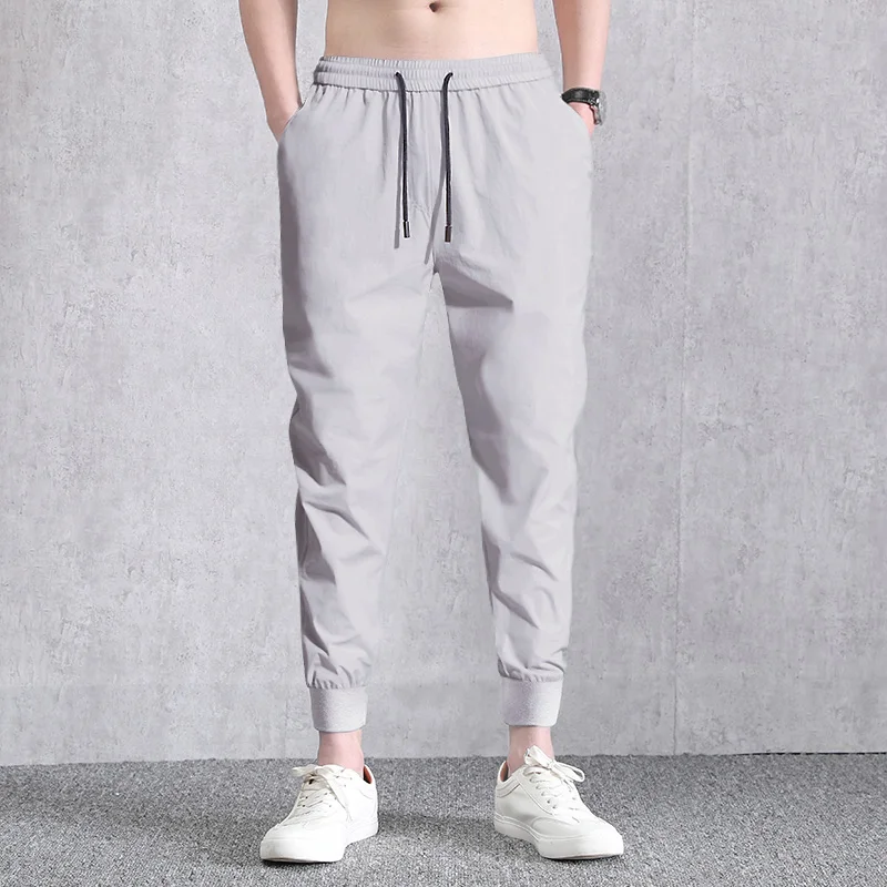 Ice silk sports pants men loose beam feet summer thin section ultra-thin quick-drying trousers running fitness men's casual pant