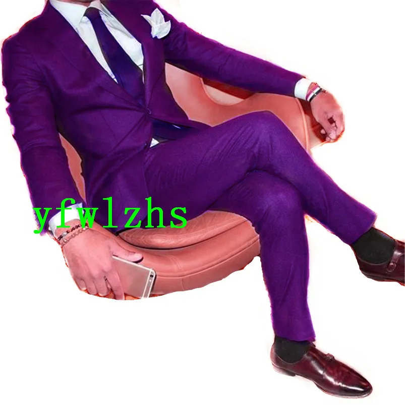 

Handsome Groomsmen Peak Lapel Groom Tuxedos Wedding Dress Men Suits Blazer Prom Dinner (Jacket+Pants+Tie) K308