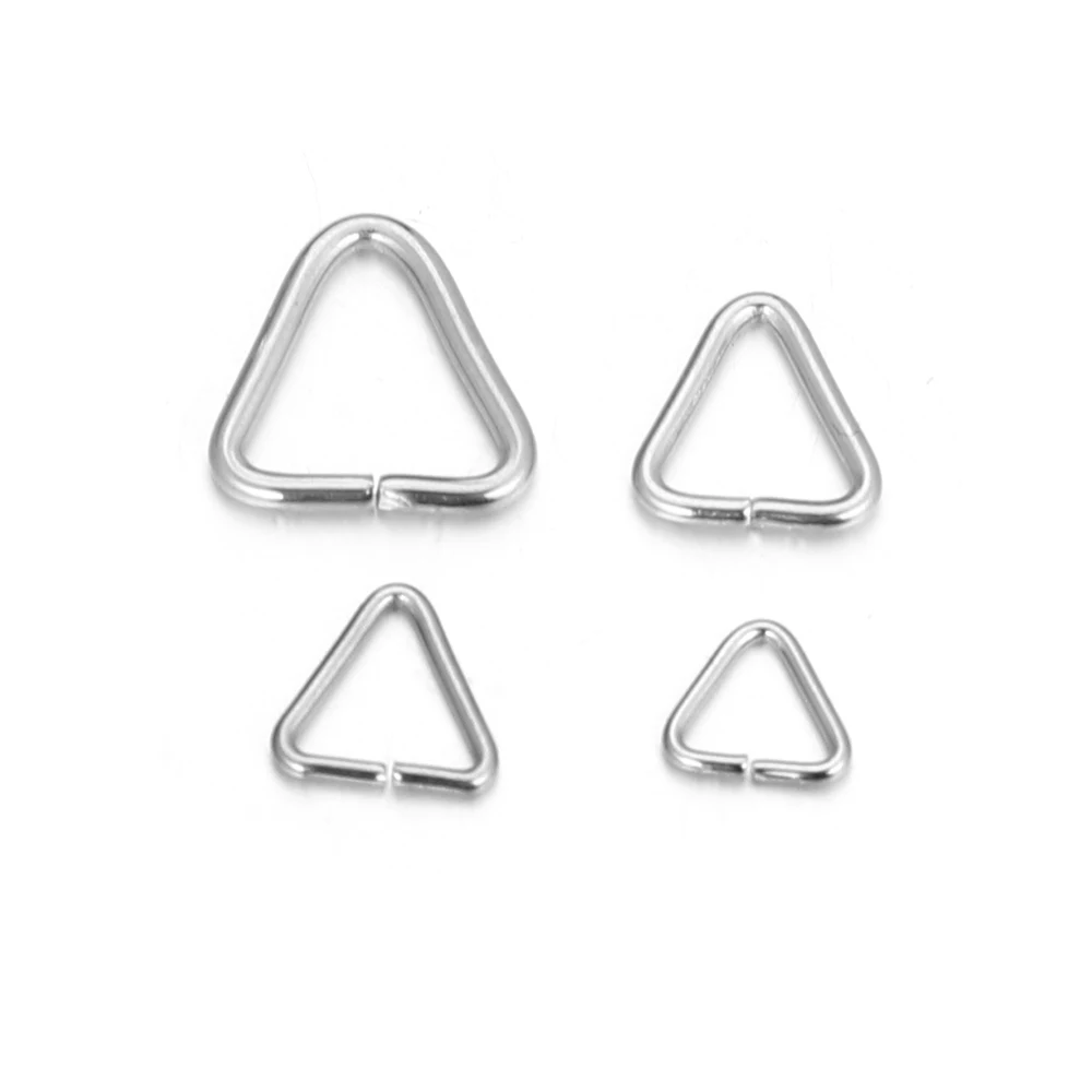 Bagues triangulaires en acier inoxydable pour diabétique, anneaux fendus argentés, bijoux de bricolage, artisanat exécutif, accessoires en vrac, 100