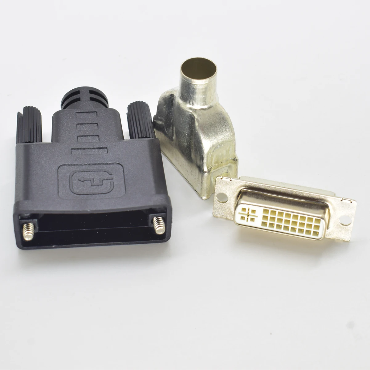 1pc dvi 24 + 5 ( 24 + 1) fêmea DVI-D 24 + 5 pinos fêmea solda tipo adaptador conector preto