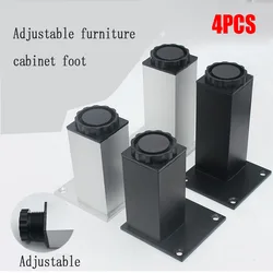 Pies ajustables de aleación de aluminio para muebles, patas de Metal para sofá, refrigerador, armario, Material ABS, mesa elevadora, 4 piezas