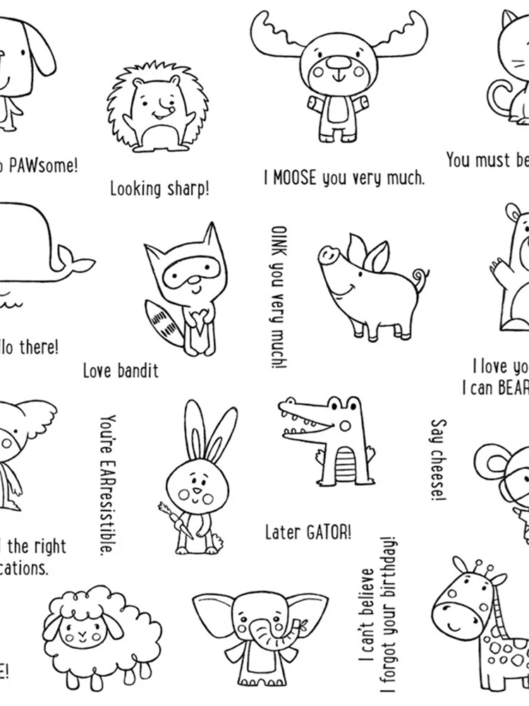 Cute Animal Zoo Transparent Clear Silicone Stamp, Seal for DIY Scrapbooking, Photo Album, Decorative Clear Stamps Sheets, FXL179