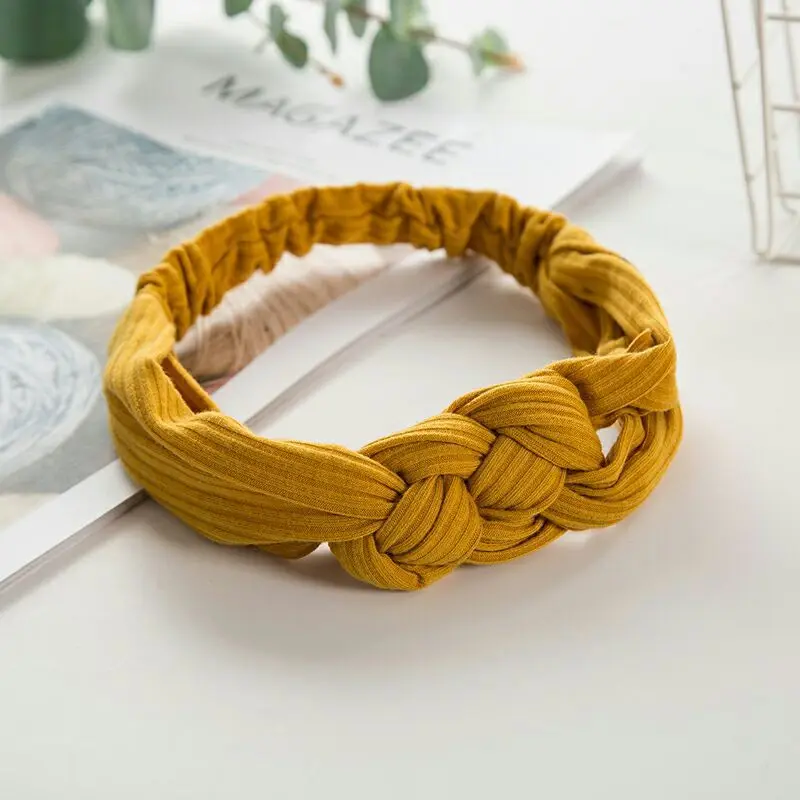 Knitted Chinese Knot Cross Headband Twisted Solid Color Wide-brimmed Headband Make-up Wash Headband Hair Accessories