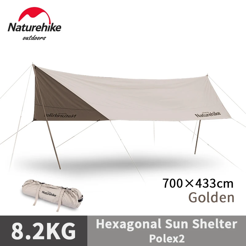 

Naturehike Camping Classy Cotton Hexagonal Sun Shelter Outdoor 5-8Person Large Space 6.2KG Windproof Waterproof Sunshade Tent