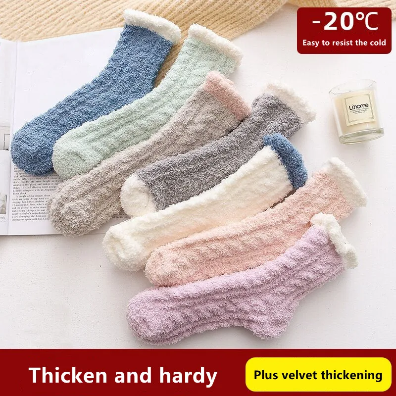 

5 Pairs/Lots Women's Winter Thermal Socks Woman Warm Fluffy Socks Ladies Japanese Korea Fashion Cute Fuzzy Socks Women Bulk