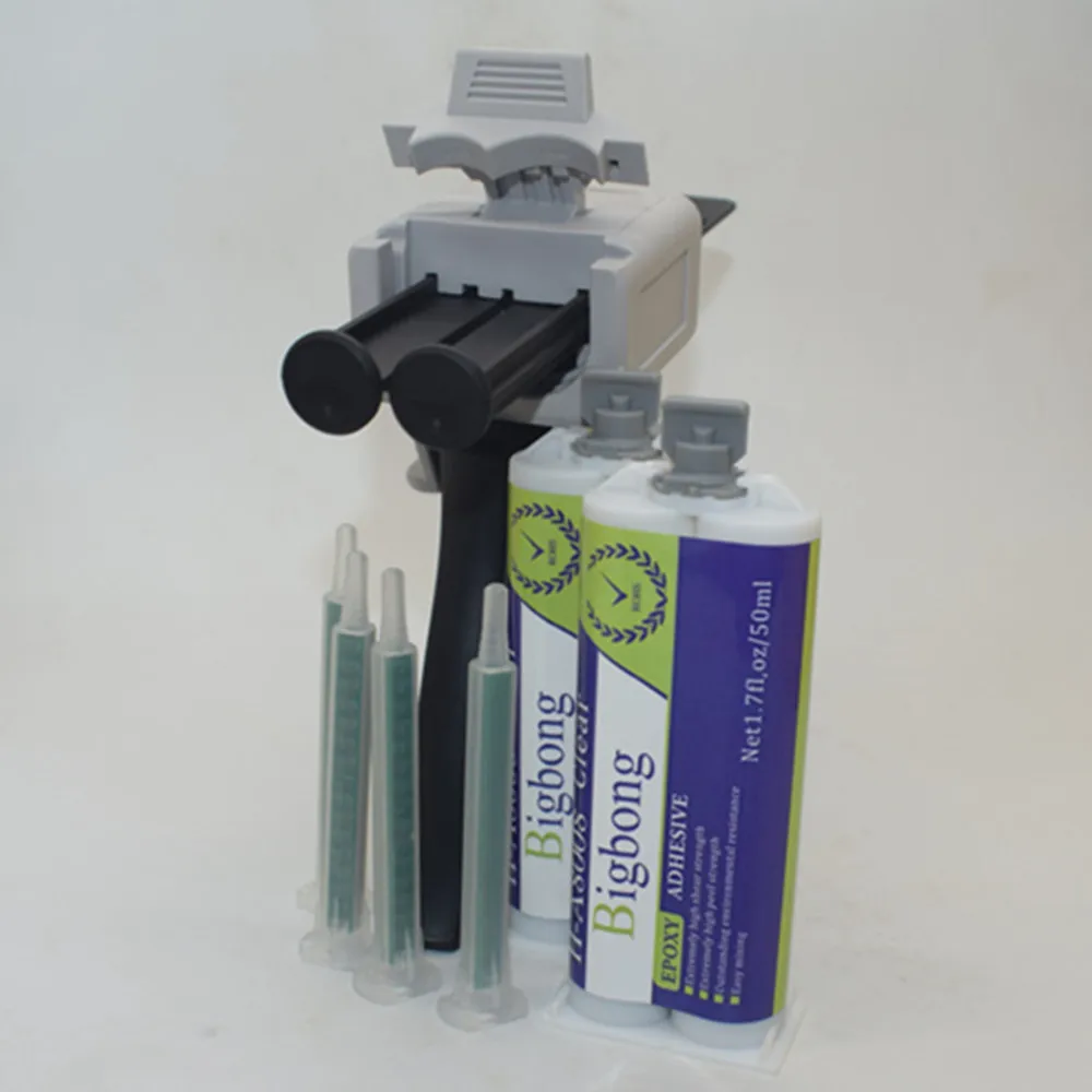 2 Stück 1:1 50 ml transparenter/klarer Epoxid-Kleber und 1:1 50 ml Dosierspistolen-Klebepistolen-Applikator und 4 Stück Mischdüsen – Detail 9