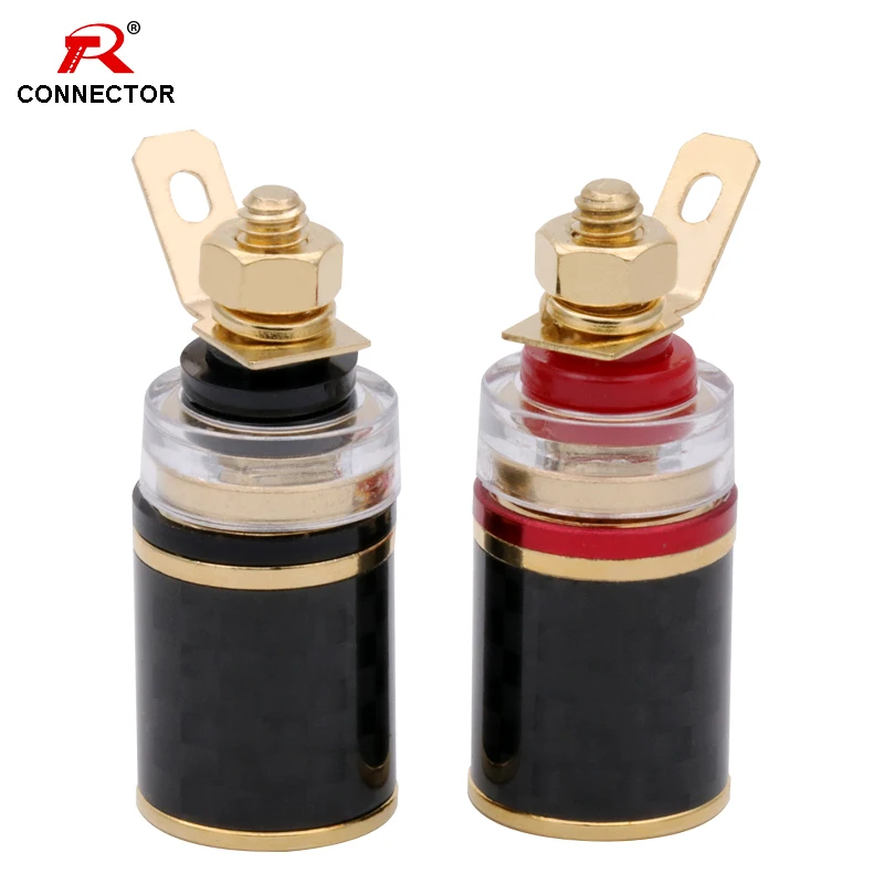 1Pair 4MM Binding Post HIFI Terminal Connector,Gold-Plated Brass, for Power Amplifier Chassis terminal and Speaker Terminal