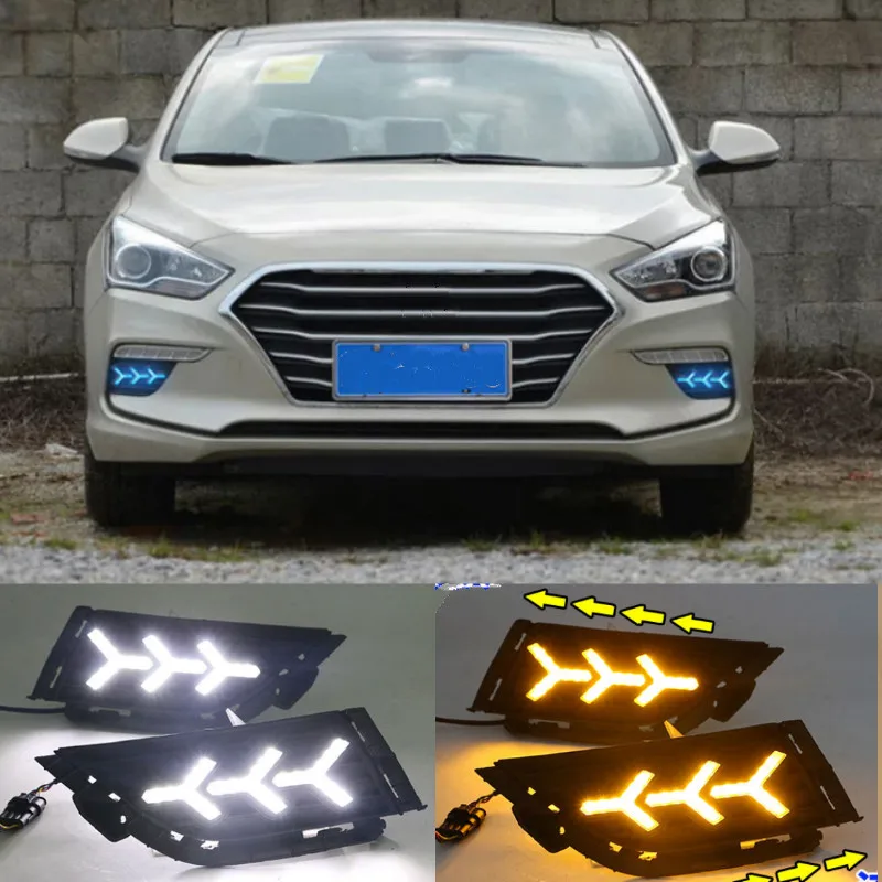 1Pair For Hyundai MISTRA 2017 2018 2019 LED Daytime Running Light Turning Signal Lamp DRL Day Light Front Bumper Fog Light