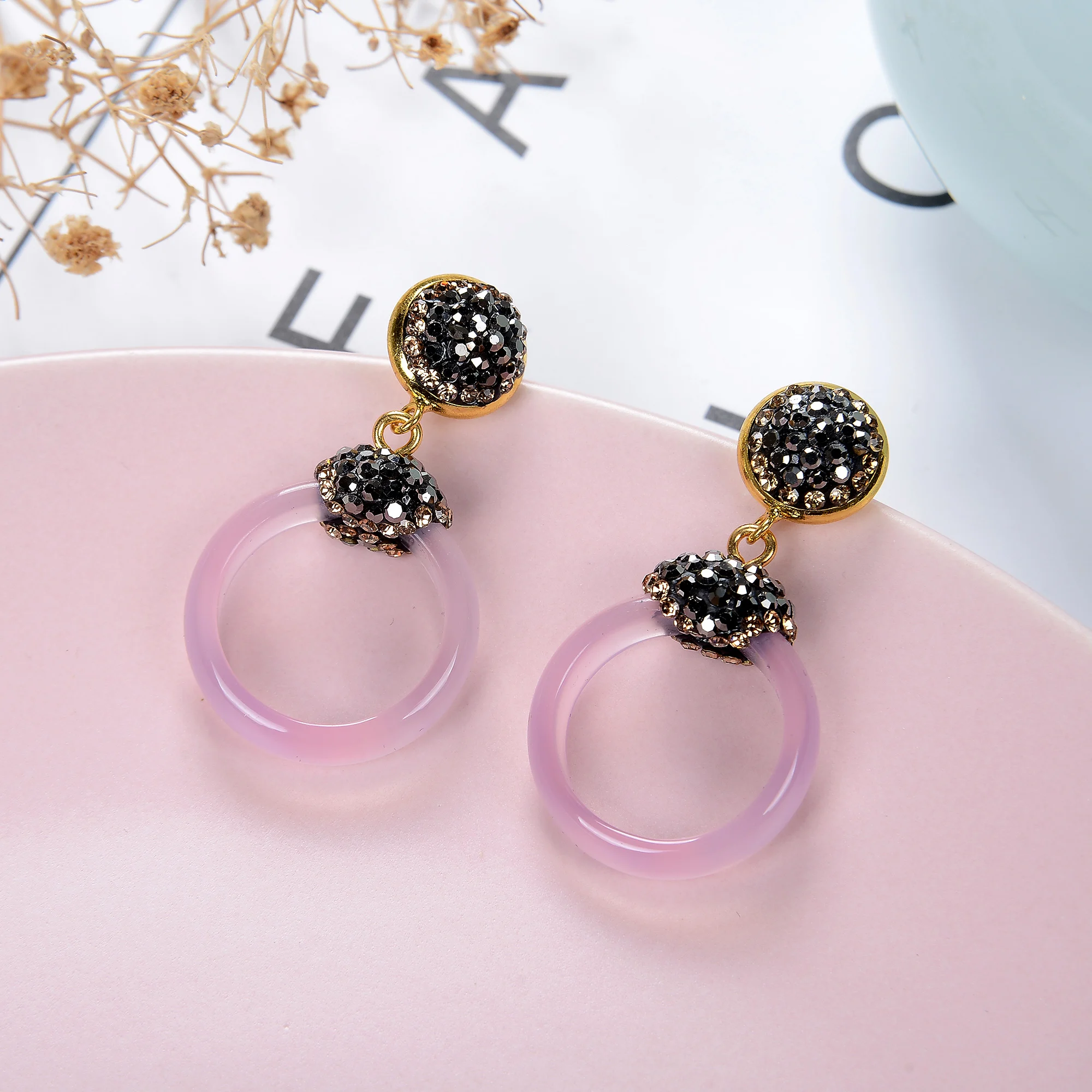 New Fashion Natural Stone Round Earrings High-quality Fashion Trend Drop Earring Wholesale Jewelry For Women