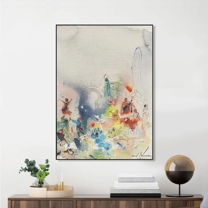 Salvador Dali People Living In The Spiritual World Leinwandgemälde Poster und Druck Wandkunst Abstraktes Bild Home Decor Cuadros