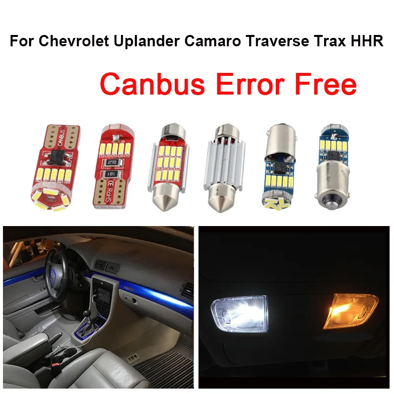 Kit de bombillas LED blancas para coche, luz de lectura Interior para Chevrolet Uplander Camaro Traverse Trax HHR, mapa, lámpara de licencia, 2005-2019