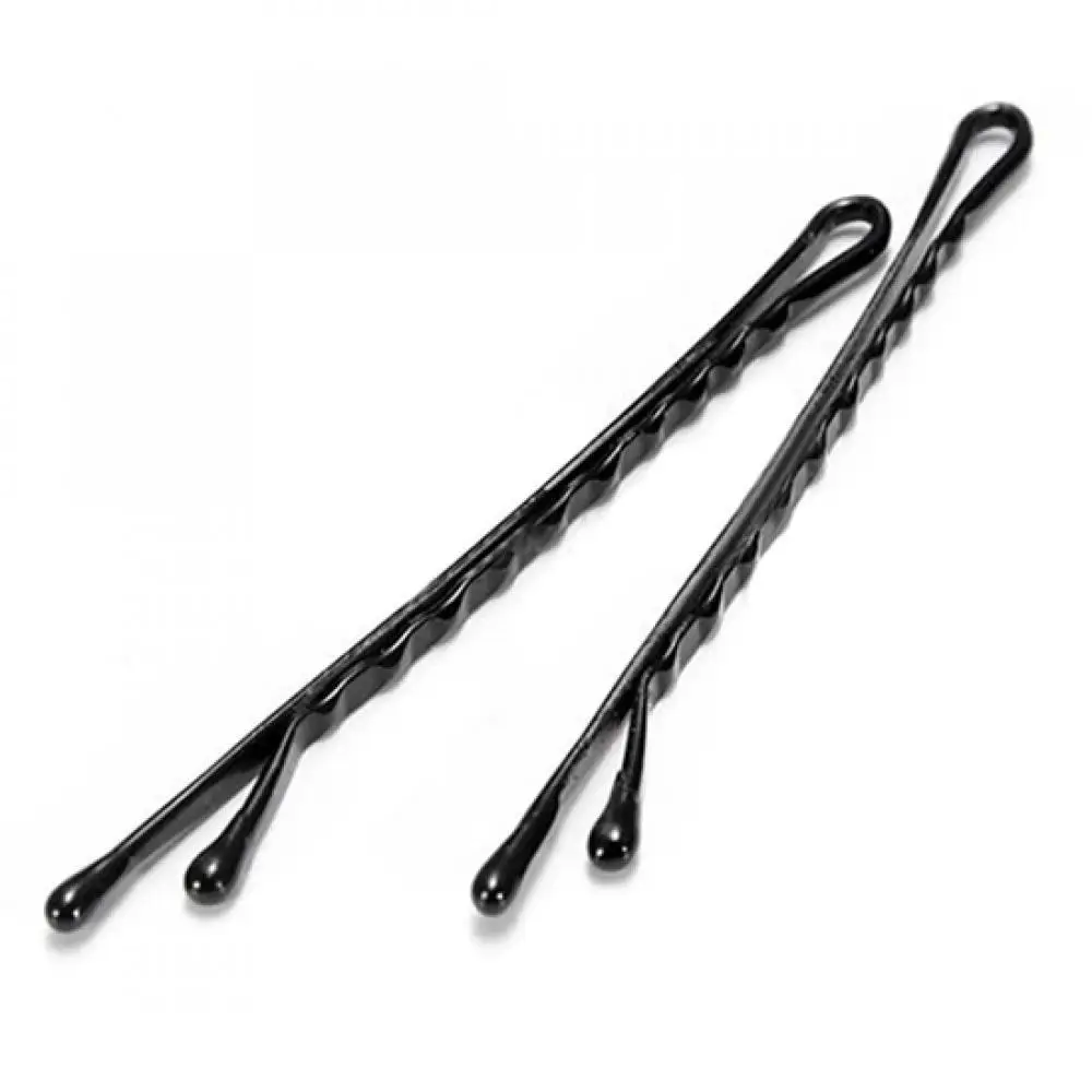 60 szt. Metalowe falowane spinki do włosów w stylu retro Bobby Salon Szpilki Grip-s Spinki do włosów Barrette Czarne klipsy