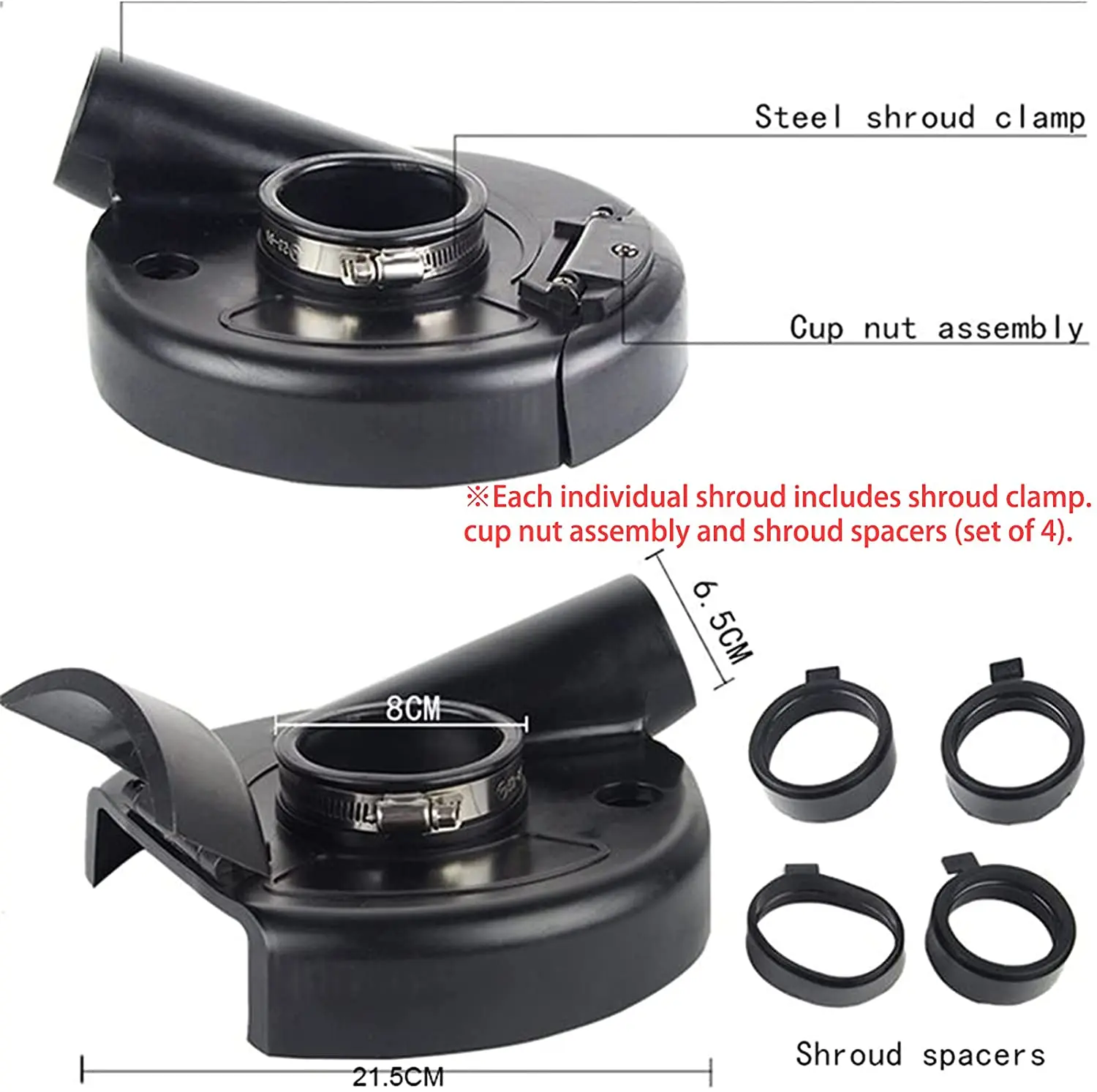 เครื่องบดมุม7นิ้วฝุ่นฝุ่นฝาครอบ Dustless สูญญากาศพื้นผิว Universal 4Pcs ตำแหน่งแหวน,สำหรับหินแกรนิต