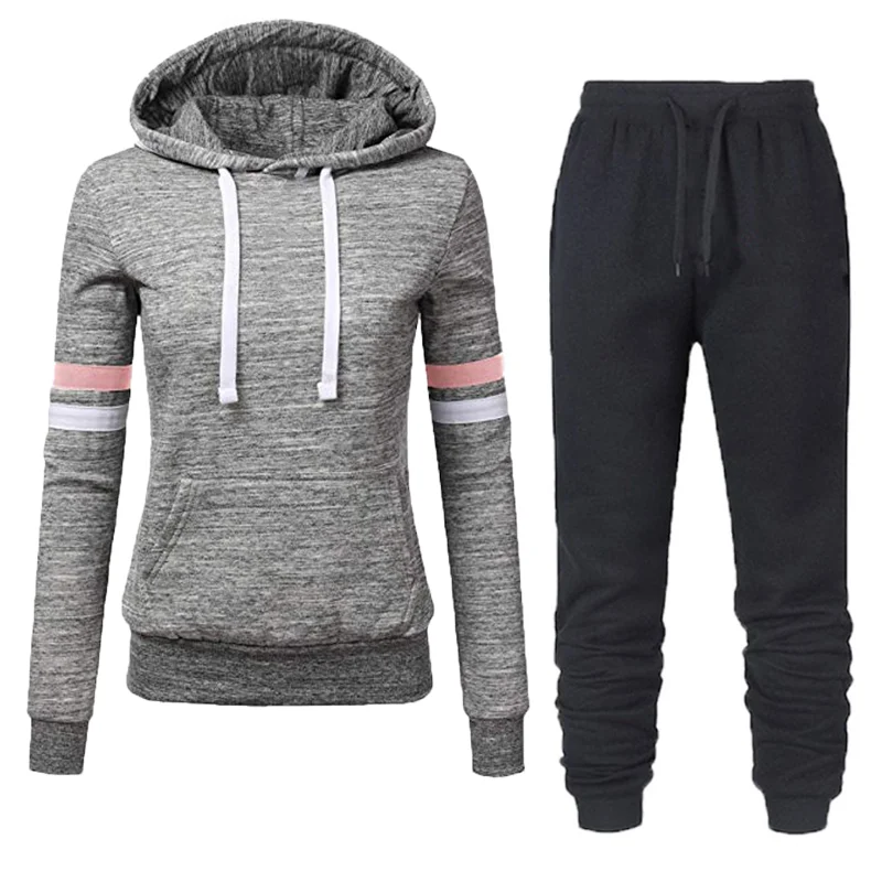 Casual Two Piece Outfits Pullovers Hoodies and Elastic Waist Jogger Pants Spring Autumn Tracksuit Woman Suit Female Sets 2021