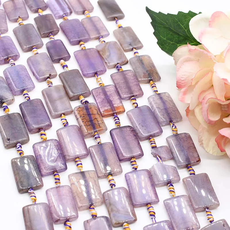 

2strands/lot 41mm Natural Frost Pale purple rectangular Agates smooth stone beads For DIY Necklace Bracelets Jewelry Making 15"