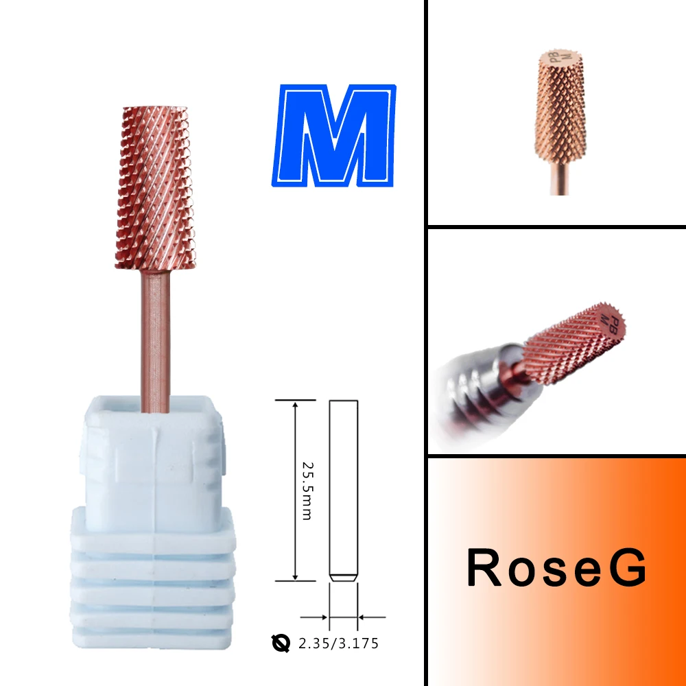 RolinStar 6,6 großer trapezförmiger konischer Schaft, Gold, Silber, Stahl, Hartmetall-Fräser, Nagelbohrer, Maniküre, Pediküre