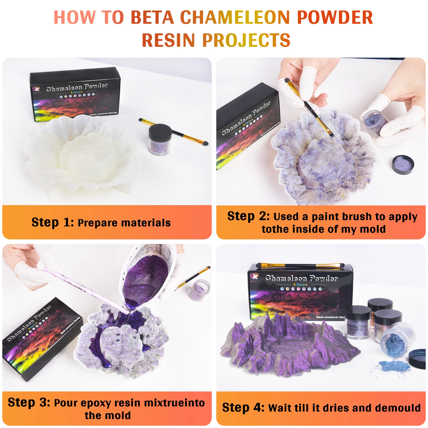 Chameleon Resin Paint Set Color Changing Pearlescent Epoxy Resin Pigment Powder Magic Color Changing Powder Used To Make Jewelry