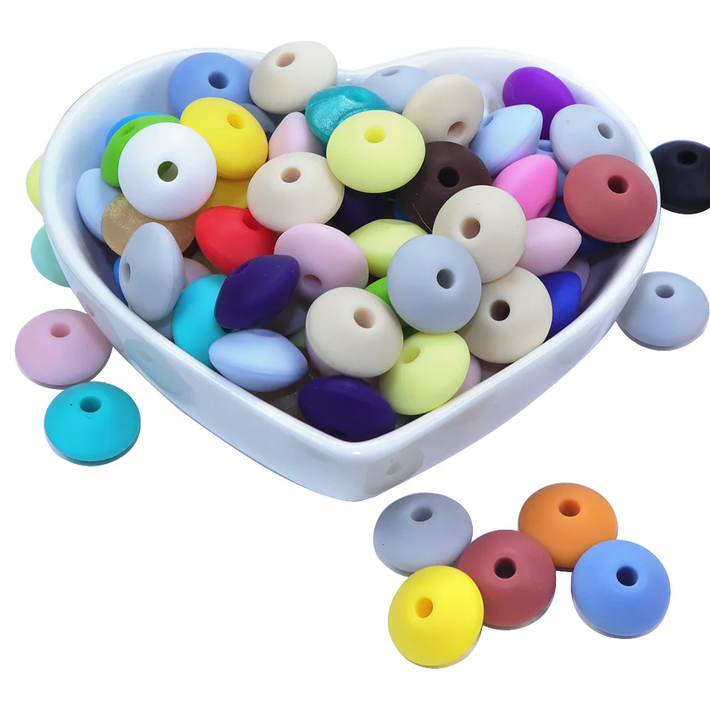 BOBO.BOX 30Pcs Lentil Silicone Beads Abacus Round Silicone Pearl Baby Teether DIY Pacifier Chain Food Grade Silicone BPA Free