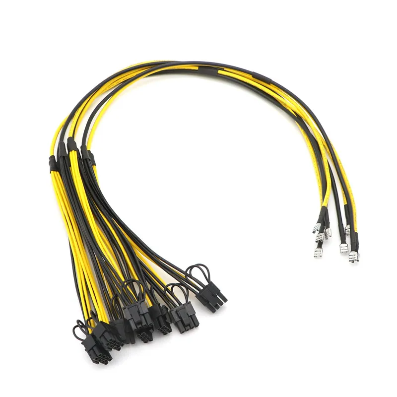 Dual Graphic PCI-E 8Pin (6+2Pin) Power Cable With 6.3 250 Terminal Pins 50cm+20/20cm