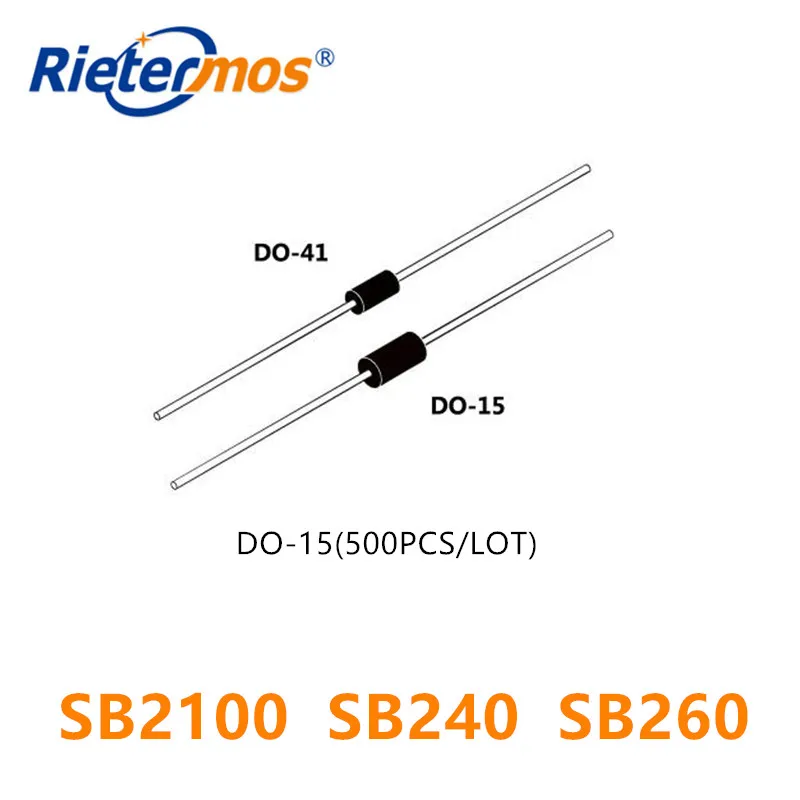 500 قطع DO-15 SB2100 SB240 SB260 SR240 SR260