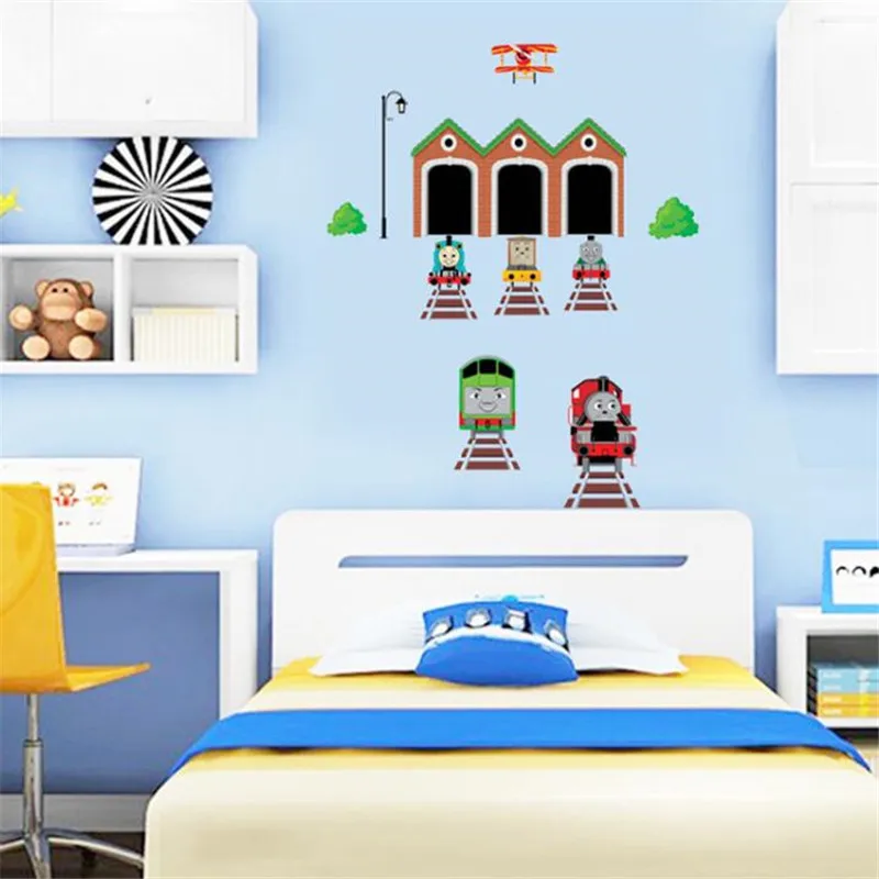 Cartoon Diy Thomas Train Wall Sticker Living Room Bedroom Wall Decoration Art Mural Anime Poster wall stickers for kids rooms