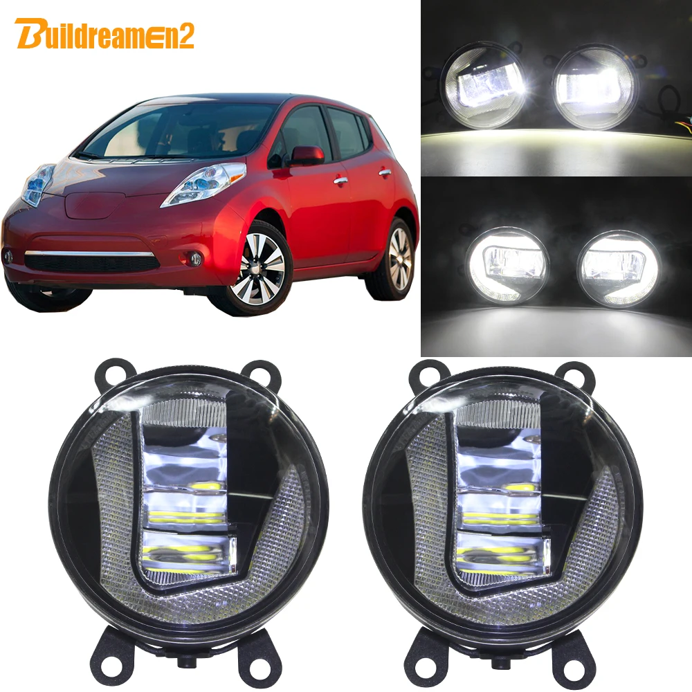 

Buildreamen2 2in1 Function Car H11 Socket LED Projector Fog Lamp + Daytime Running Light DRL 12V For Nissan Leaf 2011-2015