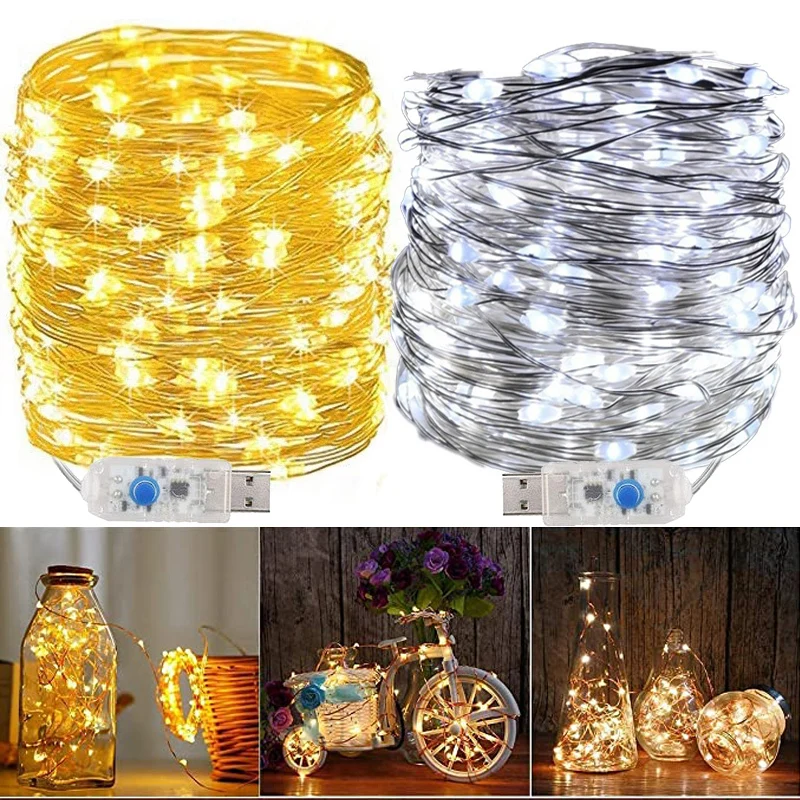 100/50LEDS USB Light String Outdoor Waterproof Garland Fairy Lights Wedding Party Xmas Holiday Decor Lamps 2022 Navidad Decor