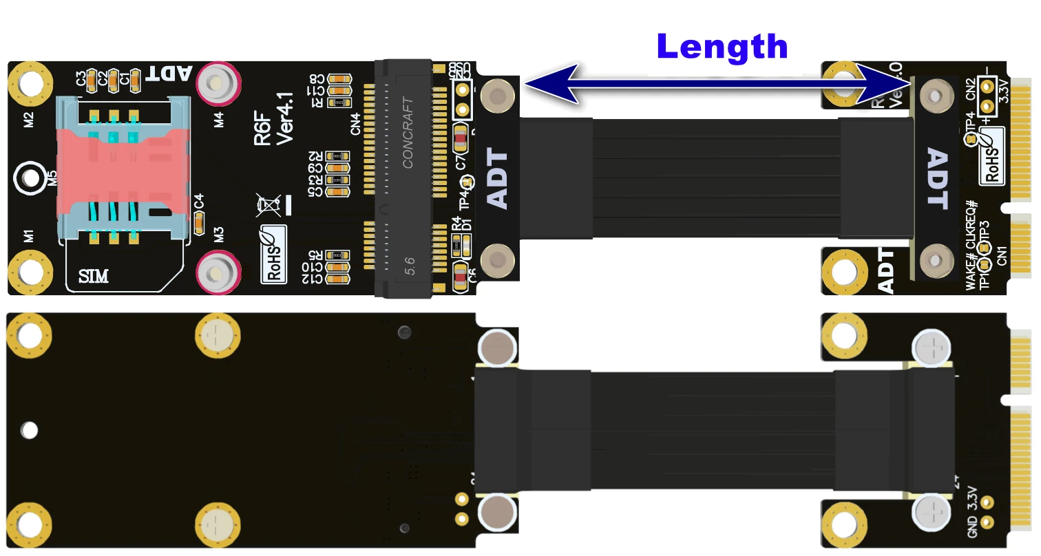 ADT Mini-Pcie 무선 네트워크 카드 어댑터 연장 케이블 PCIe 4.0/3.0 향상된 연결성을 위한 호환 GPU 연장 케이블