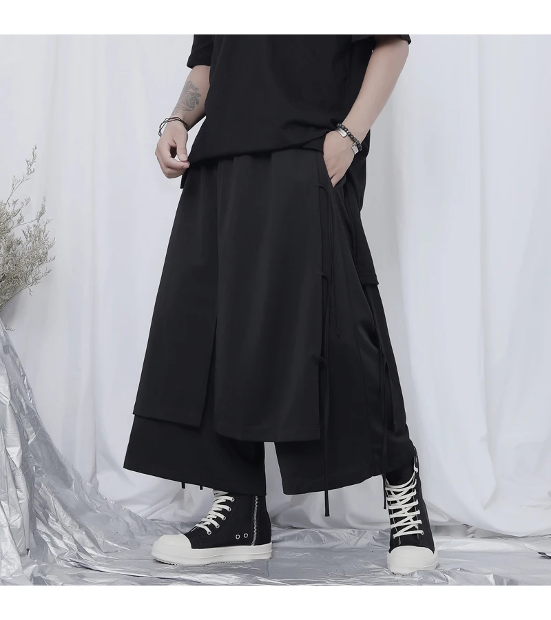 

Men's Loose Straight Pants Fashion Men's New Wide Leg Pants Japanese Popular Dark Casual Two-Piece Octuple Pants