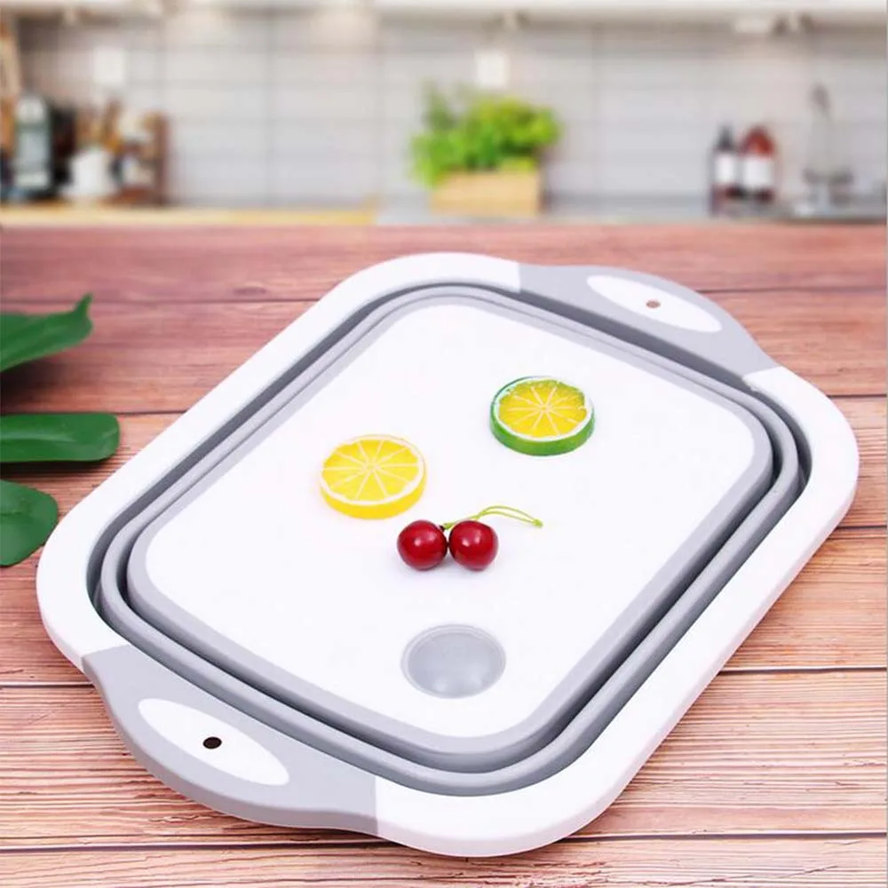 2 In 1 Chopping Block Foldable Cutting Board Kitchen Sink Cutting Board Plastic Cutting Board Kitchen Fruit Washing Basket