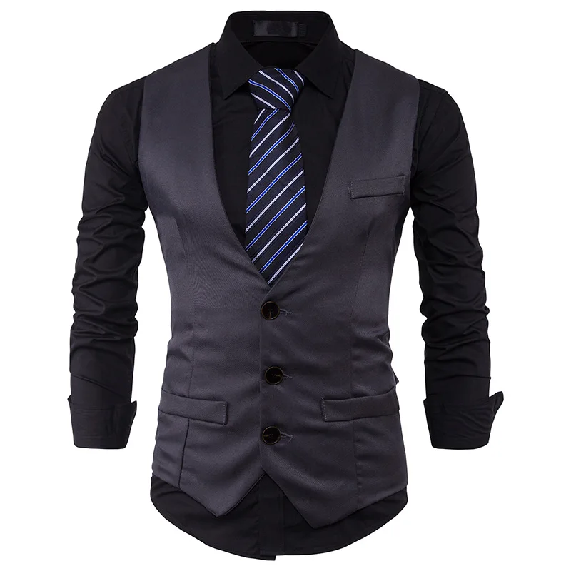 Mens Slim Fit Single Breasted Suit Vest 2023 Brand Formal Business Wedding Vest Waistcoat Men Black Vest Gilet Homme Costume XXL