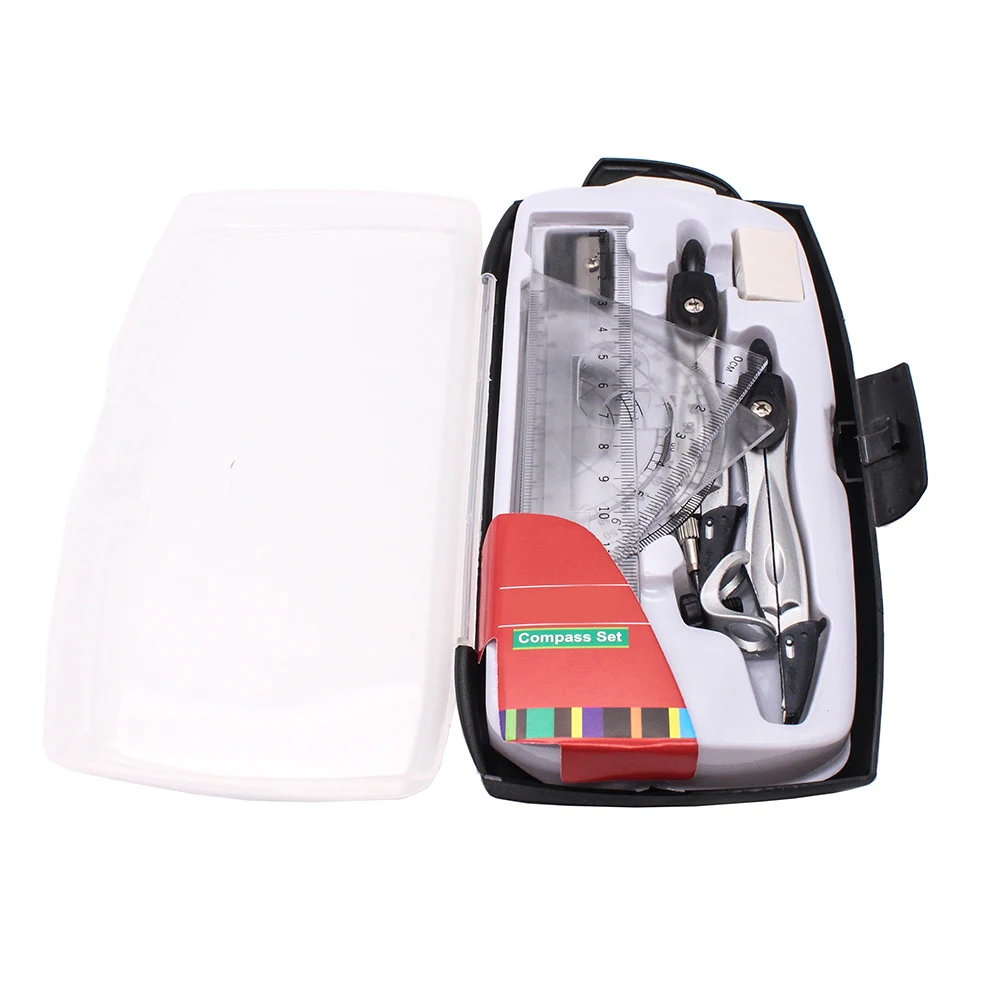 10pcs Geometry Kit Geometry Protractor for Drawing Eraser Compasses Set Math Eraser Ruler For Students