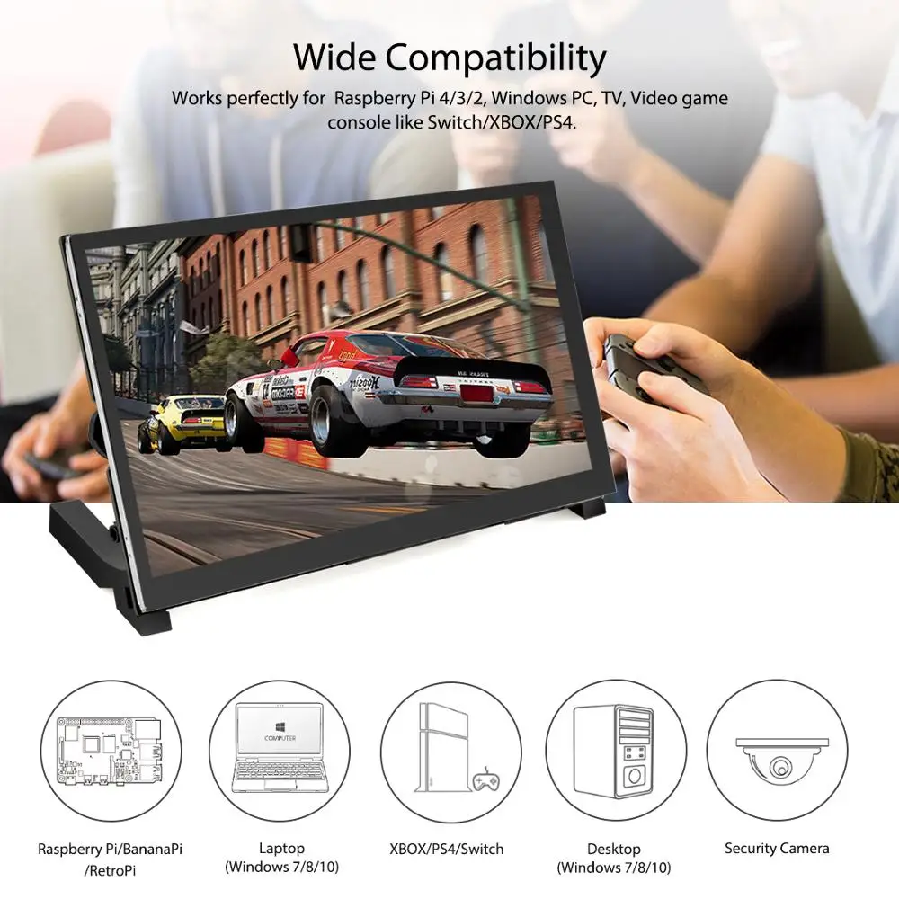 Elecrow Raspberry Pi Screen 7 Inch HD Capacitive Touchscreen Monitor 1024x600P 7\'\' LCD Display with Dual Speakers for Laptop