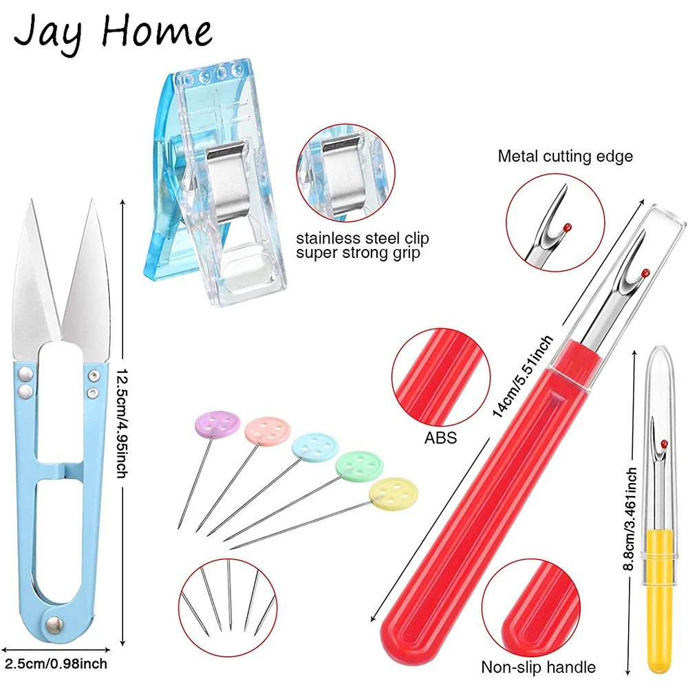 123 sztuk przyrządy do szycia zestaw płaskie głowy szpilki do szycia Wonder klipy szew Ripper nici Remover Scissor Nipper na przyszywany haft