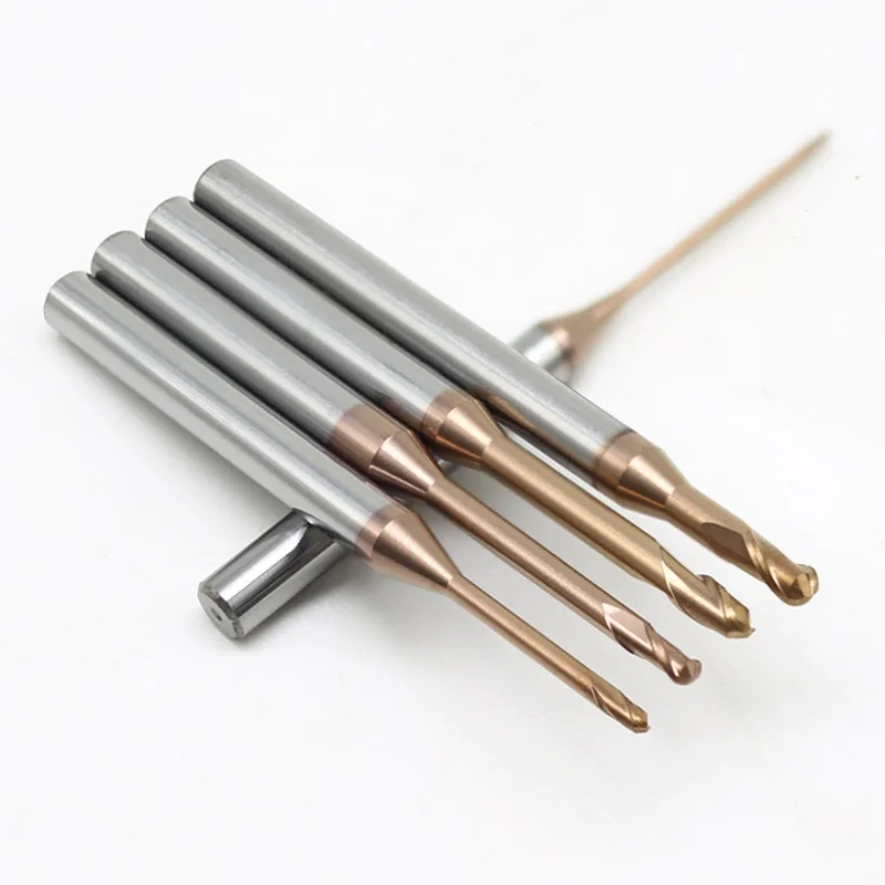 0.1 0.2 0.4 0.6mm 0.8mm  Micro Diameter Miniature 4 Flutes Rib Corner Radius End Mill Tungsten Steel Plain Milling Cutter