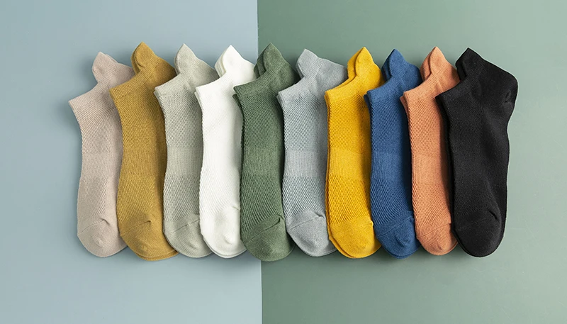 10 Paar Sommer-Herren-Mesh-Atmungsaktive Unsichtbare Socken, Modische Lässige Knöchel-Sport-Baumwollsocken, Schwarz-Weiße Socken für Männer – Detail 2