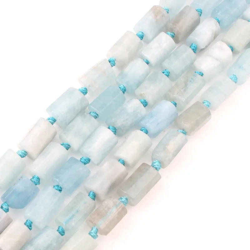 

8X11mm Natural Stone Beads Cylindrical Aquamarine For Jewelry Making Accessories DIY Charm Bracelets Necklace 7.5inch Wholesale