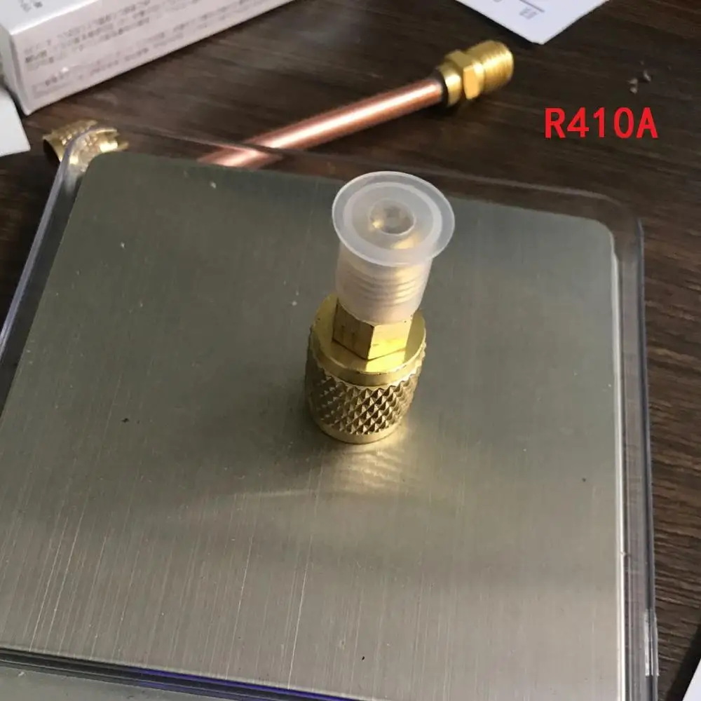 Brass R410A Adapter For Refrigerant HVAC Mini Split Air Conditioners 1/4" Male SAE to 5/16" Female SAE Charging Hose Pump