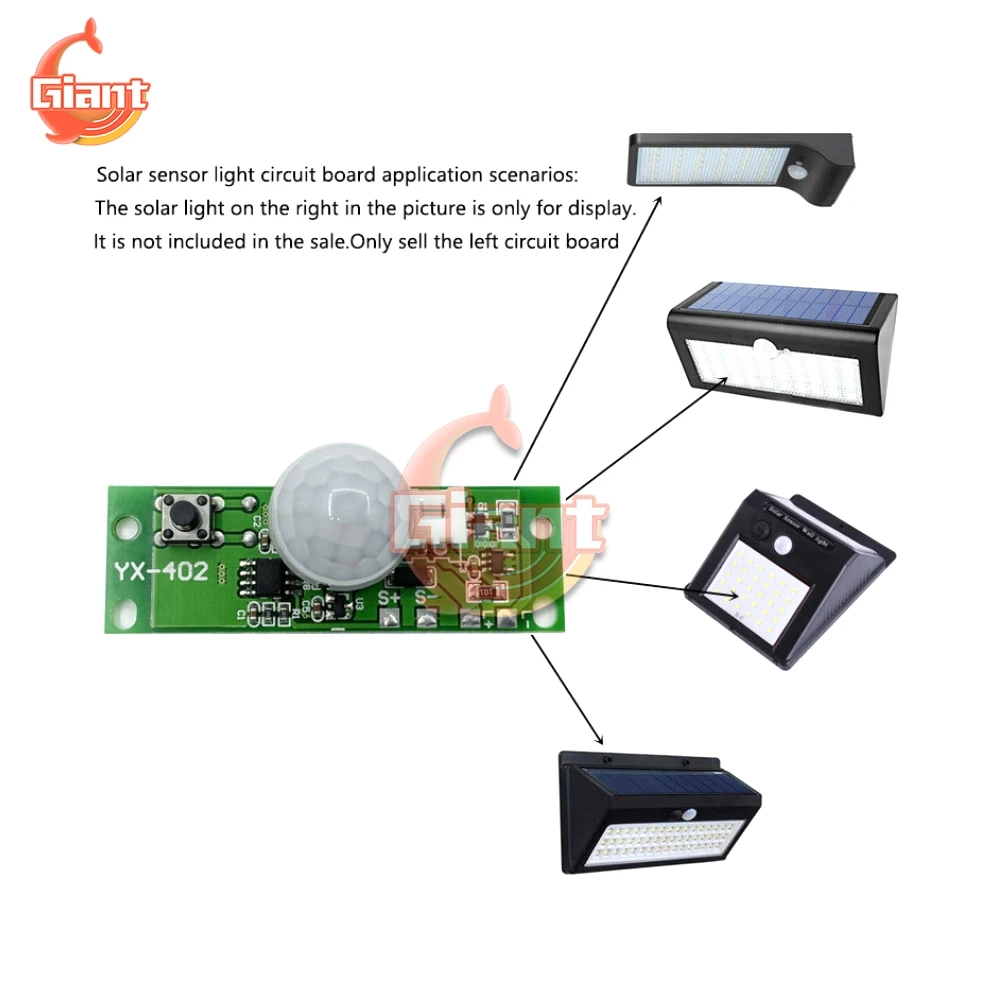 25S 3.2V 3.7V Infrared Human Induction Solar Lamp Circuit Board Wall Light Control Sensor Module PIR Wall Light Controller Panel