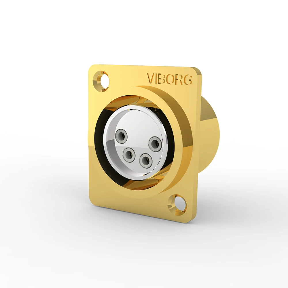 VIBORG CF204G 4pin Female XLR Plug Connector Socket Jack Hifi Audio Headphone AMP DIY 24K gold plated Copper pins PTFE Insulator