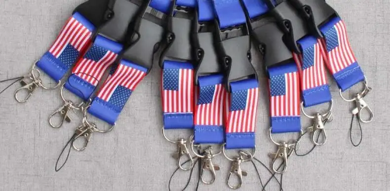 New Trump Lanyards U.s.a Removable Flag of the United States Key Chains Badge Pendant Party Gift Moble Phone Lanyard Wholesale