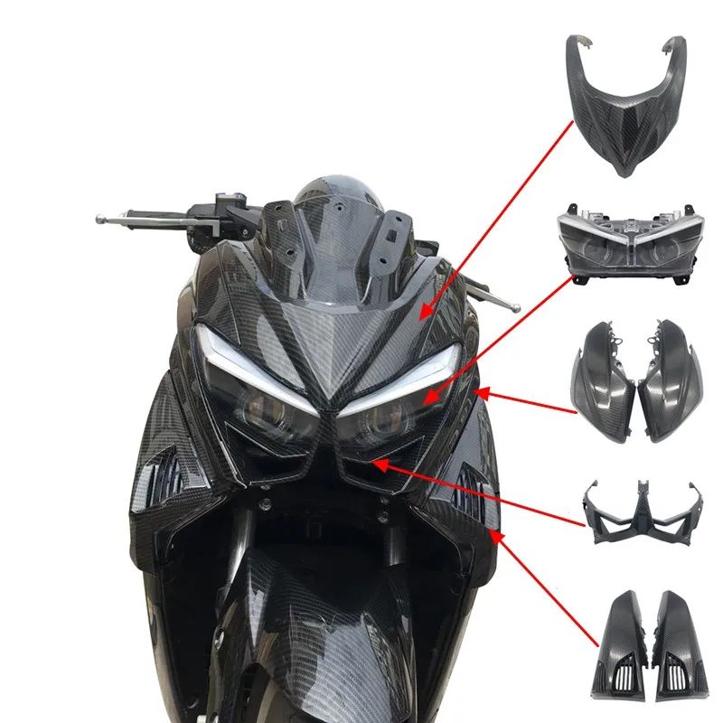 

Modified Motorcycle Nmax155 nmax front headlamp headlight Plastic Carbon Fiber Guard Cover Panel Set for Yamaha Nmax 2016-2019