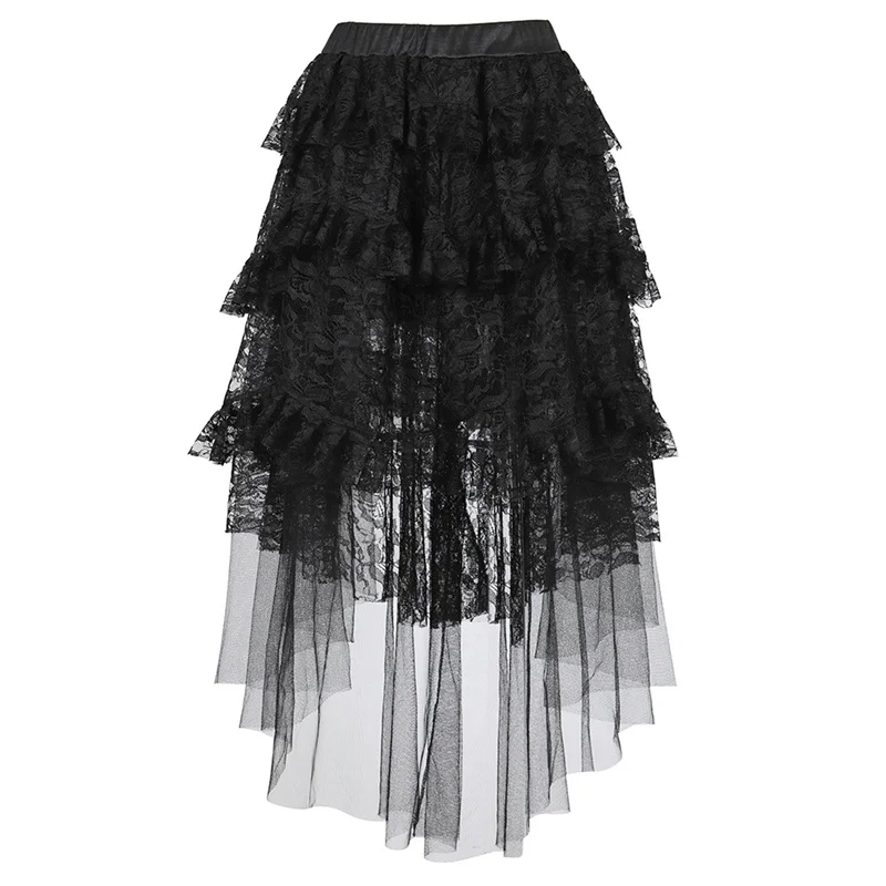 Mini Skirt Mesh tutu Skirt Women Plus Size Sexy Costume Black Floral High Low Skirt Burlesque Dress Steampunk Red Brown Green