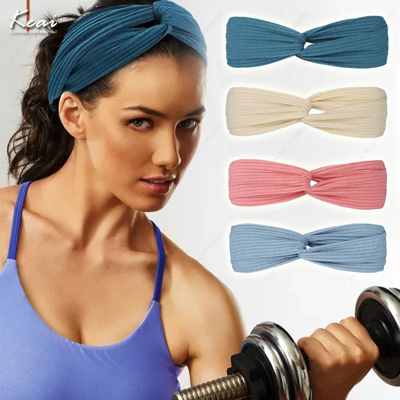 

Nonslip Elastic Folds Yoga Hairband Women Fashion Hair Bows Sports Headband Running Accessories Summer Stretch Hair Bandana